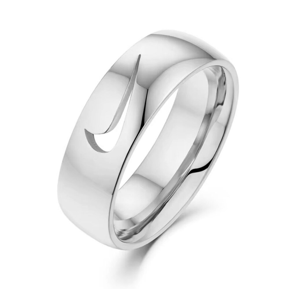 Nike Ring - See Through Swoosh - Silver Ring - Size 8 - Christmas Gifts